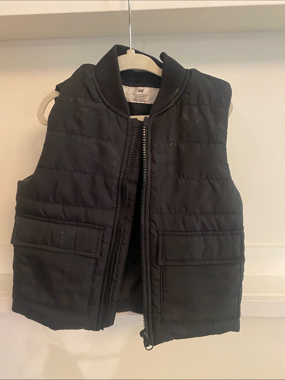 H&M Kids Black Quilted Puffer Vest - Front Zipper